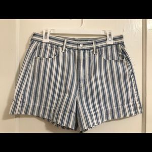 AEO Striped High Waisted Shorts